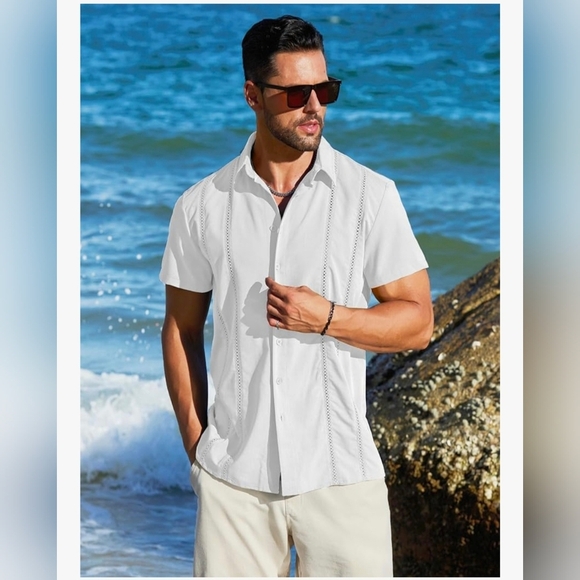 MAPICK Men's Cuban Guayabera Casual Beach Shirt #864-867 - Picture 7 of 10